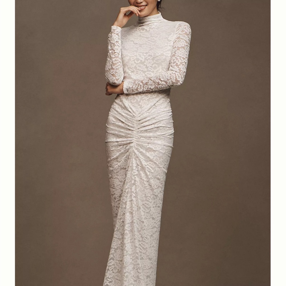 Ronny Kobo Collection Cream Lace Long Sleeve Dress